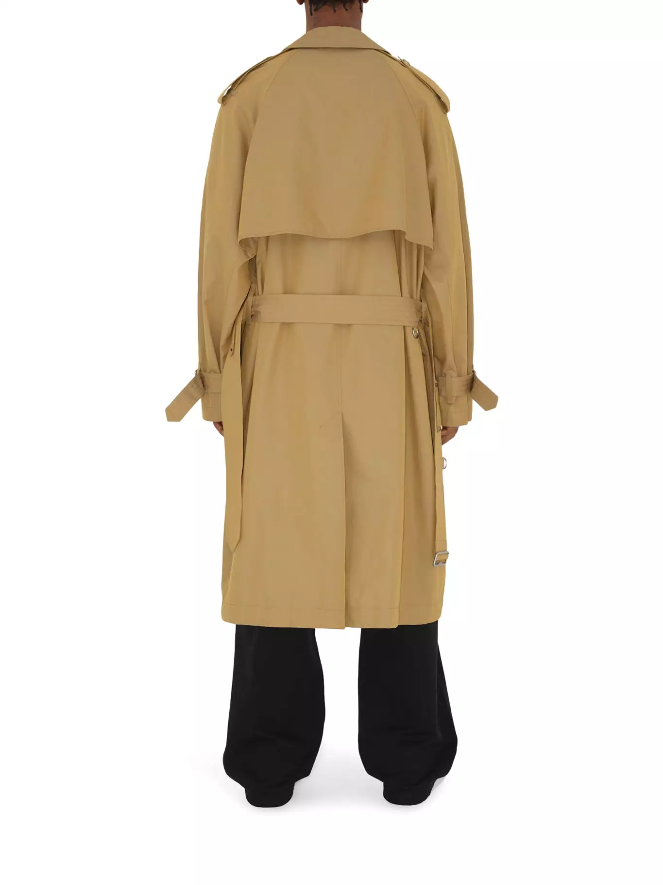 Long gabardine trench coat