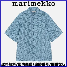 marimekko  |Flower Patterns Casual Style Cotton Short Sleeves