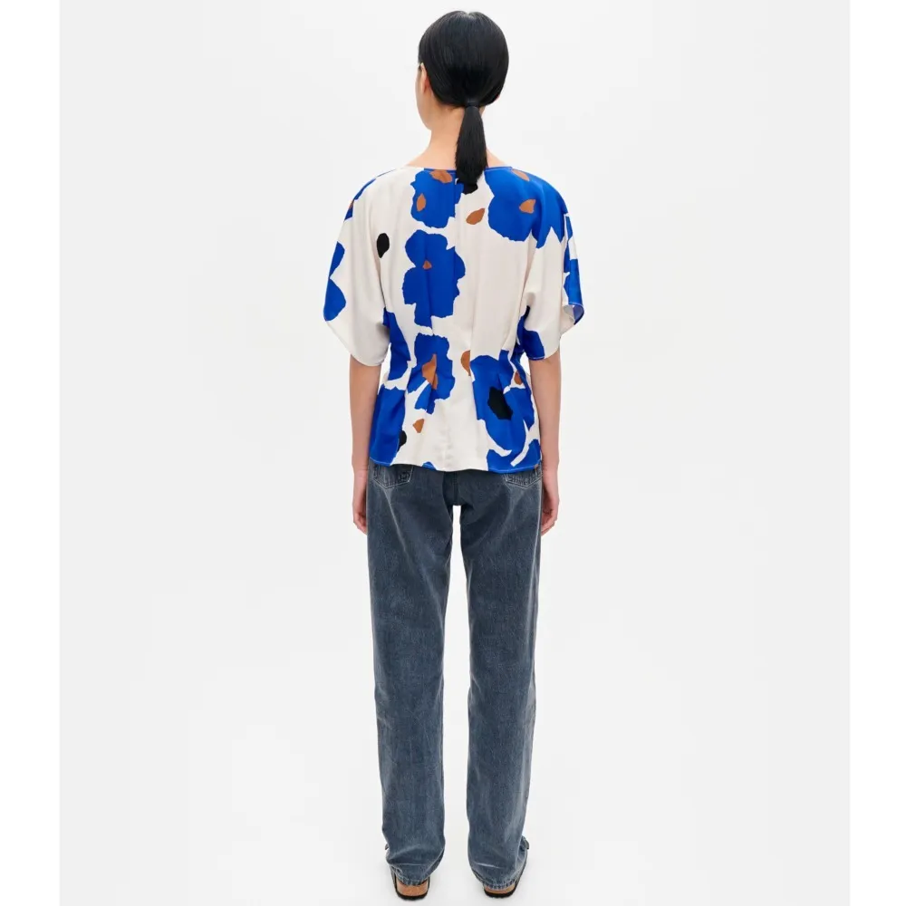 marimekko  |Flower Patterns Casual Style Linen Short Sleeves