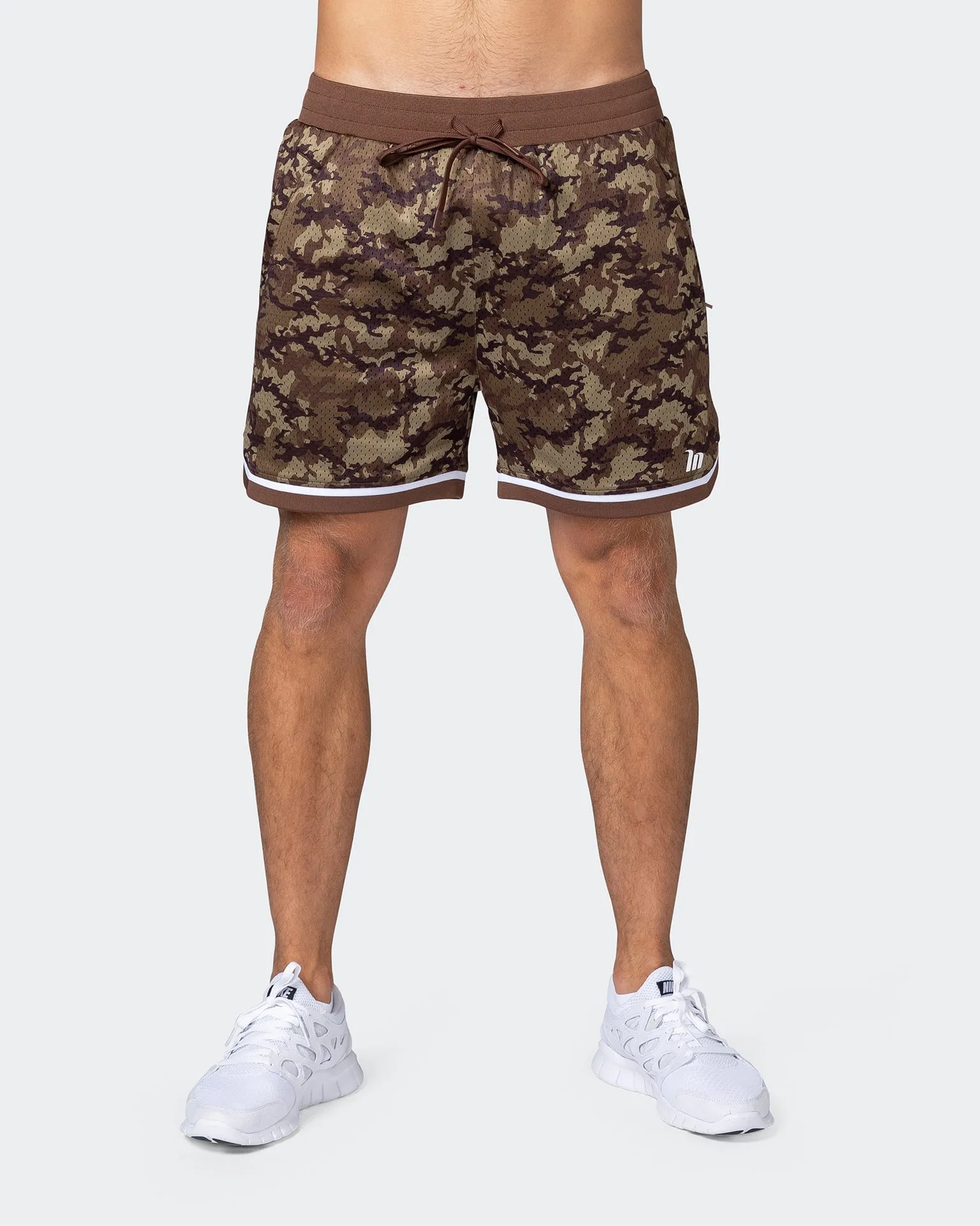 Mens 5 Basketball Shorts - Chestnut Camo Print