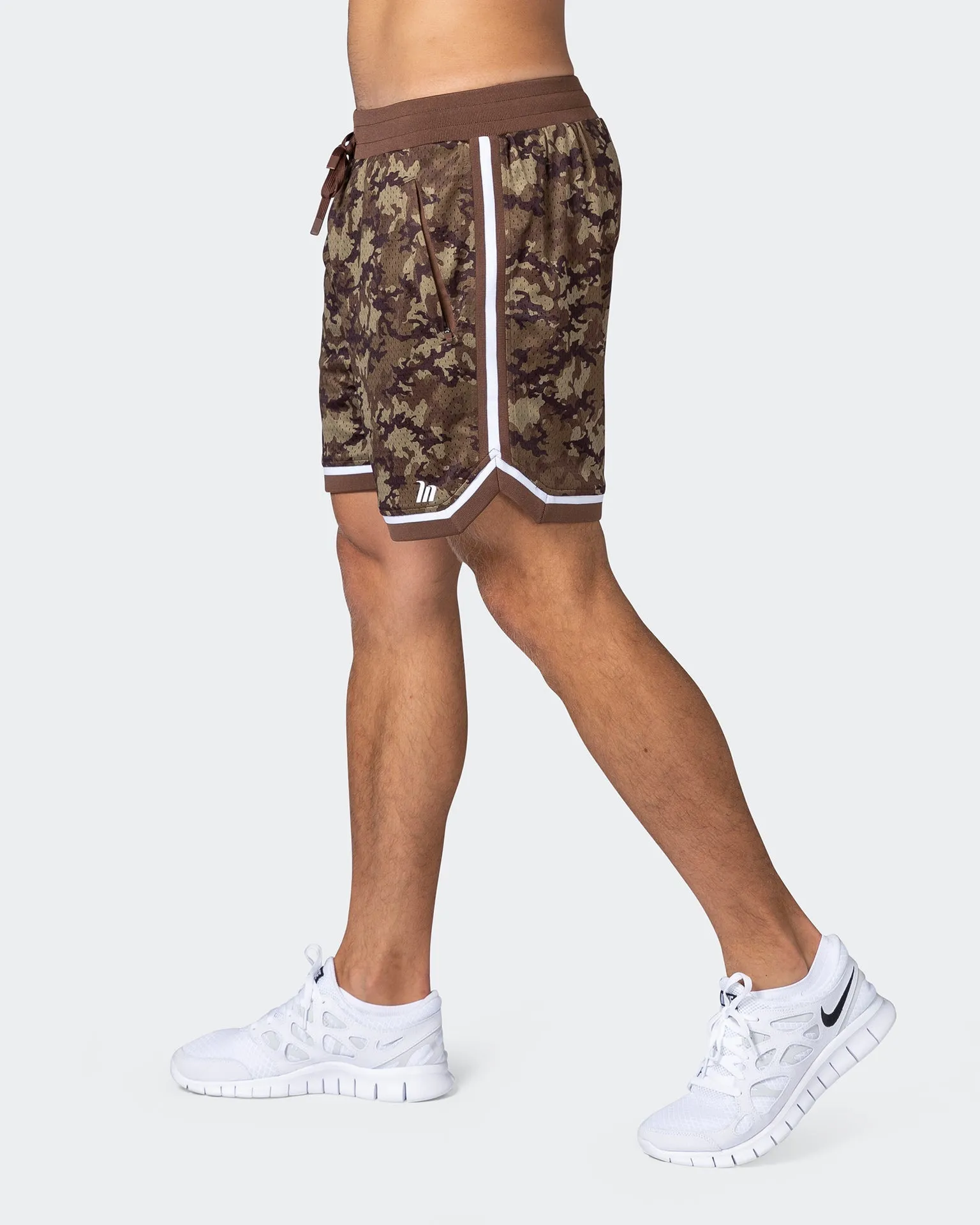 Mens 5 Basketball Shorts - Chestnut Camo Print