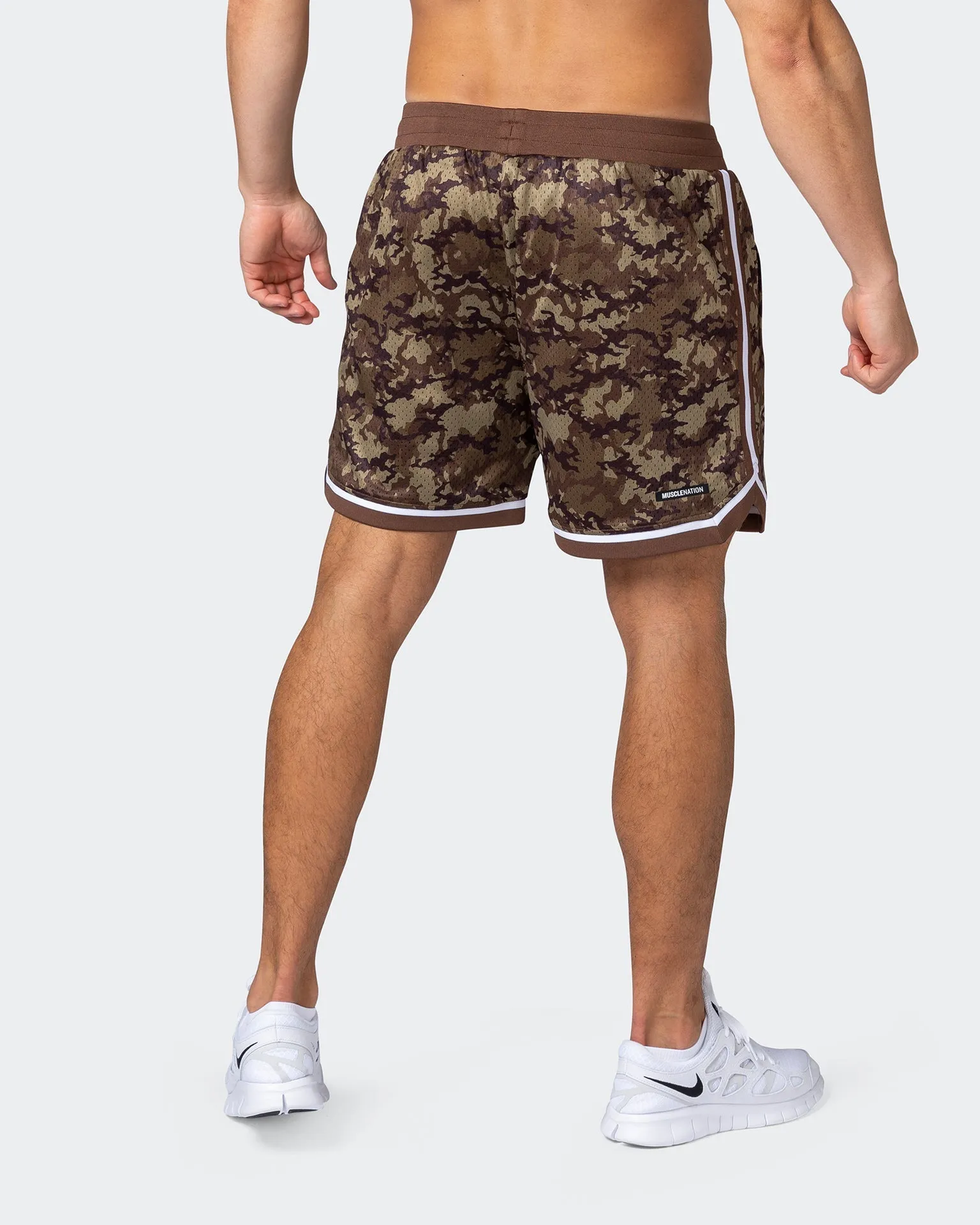 Mens 5 Basketball Shorts - Chestnut Camo Print