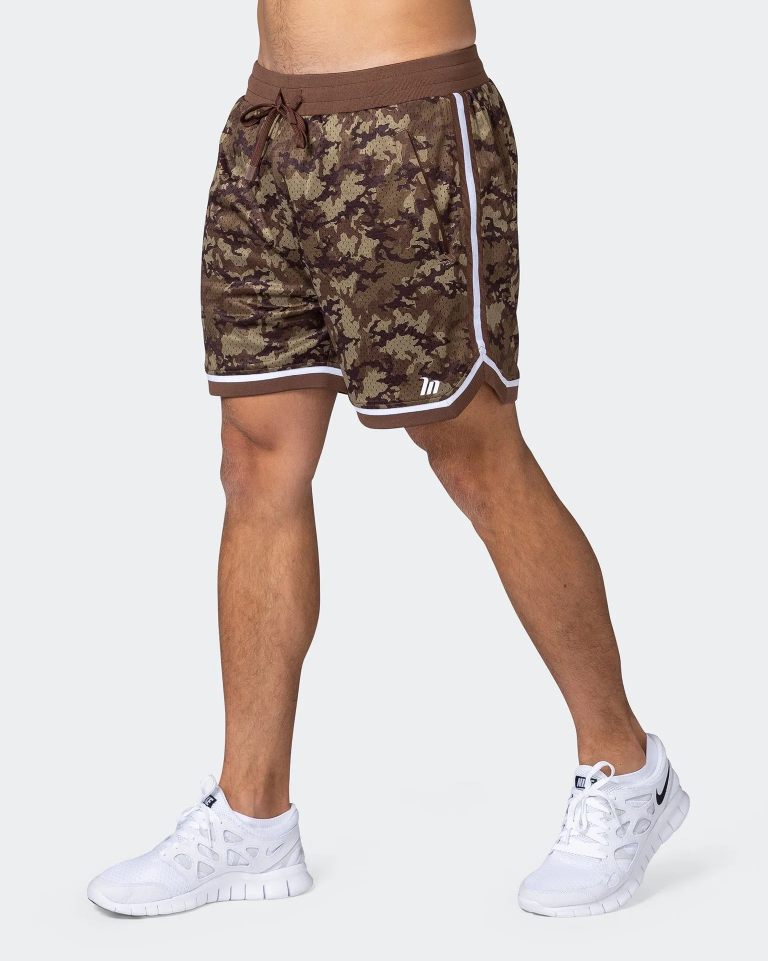 Mens 5 Basketball Shorts - Chestnut Camo Print