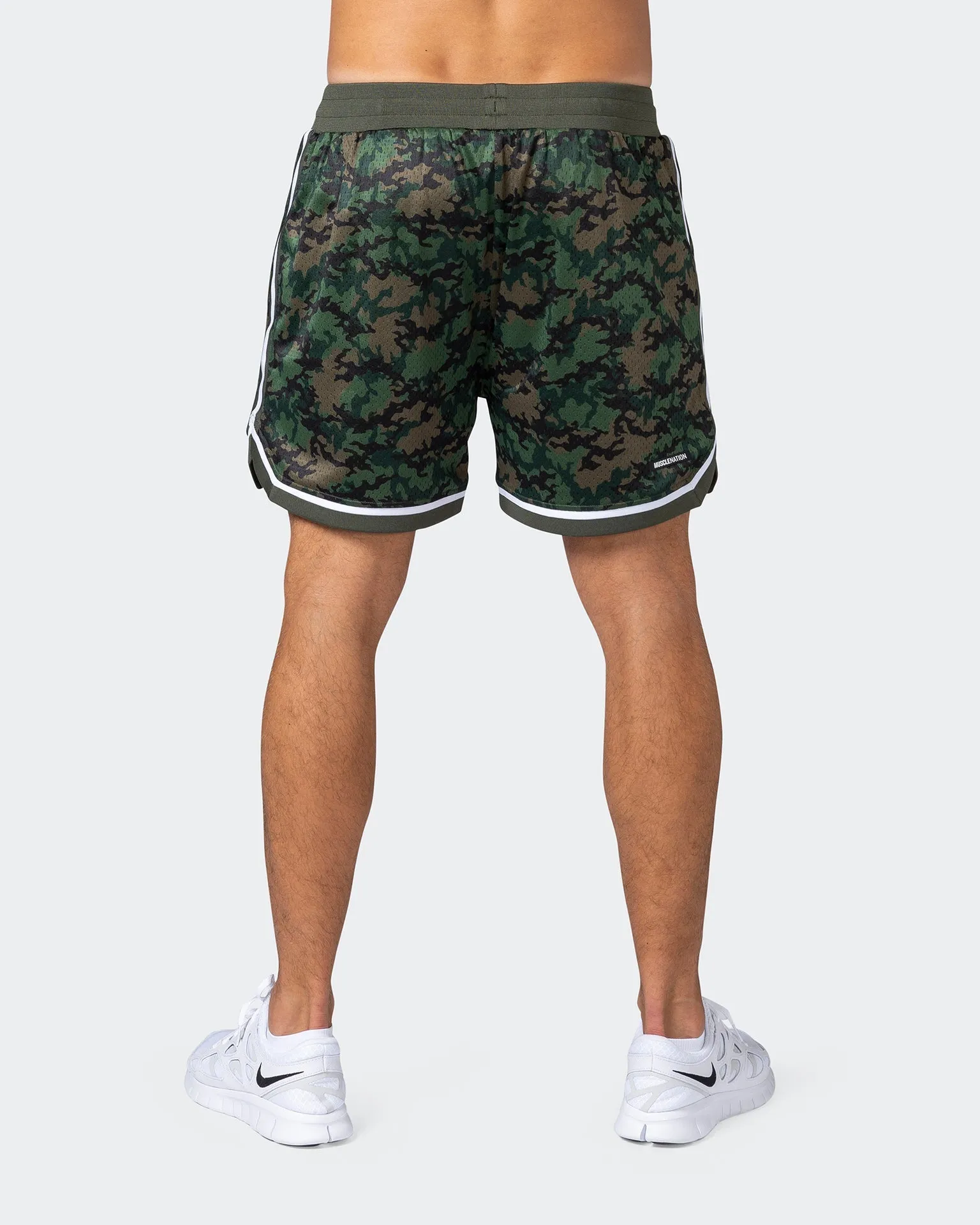 Mens 5 Basketball Shorts - Dark Khaki Camo Print