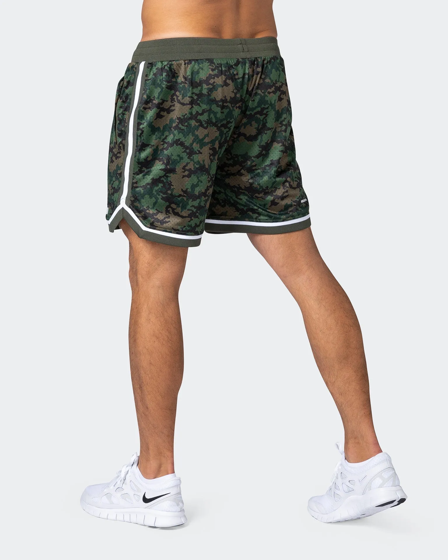 Mens 5 Basketball Shorts - Dark Khaki Camo Print