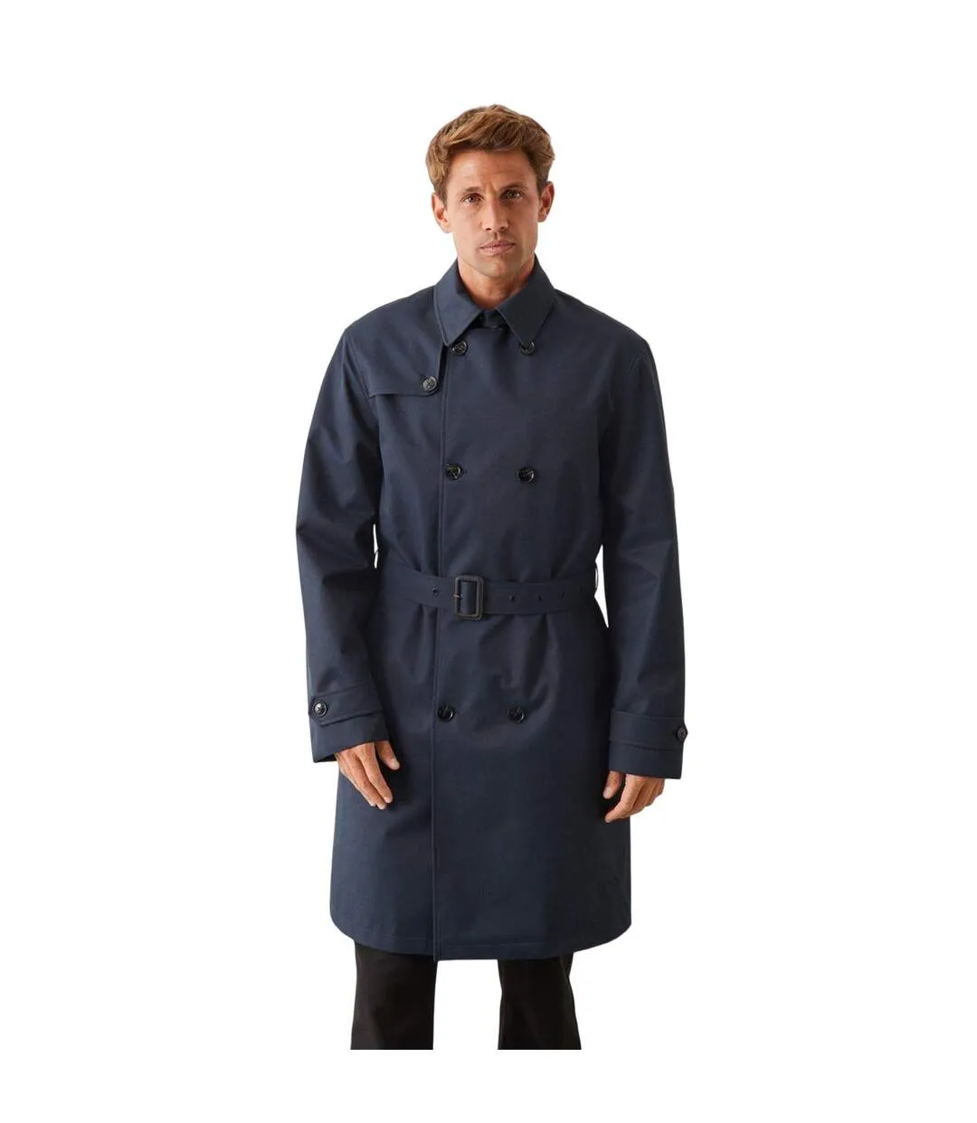 Mens double-breasted trench coat navy Burton