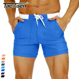 Mens Swim Trunk Summer Swimming Board Shorts Mens Beach Shorts Brief Boxer Trunks With Pocket Quick Dry Outdoor Casual Swimwear 