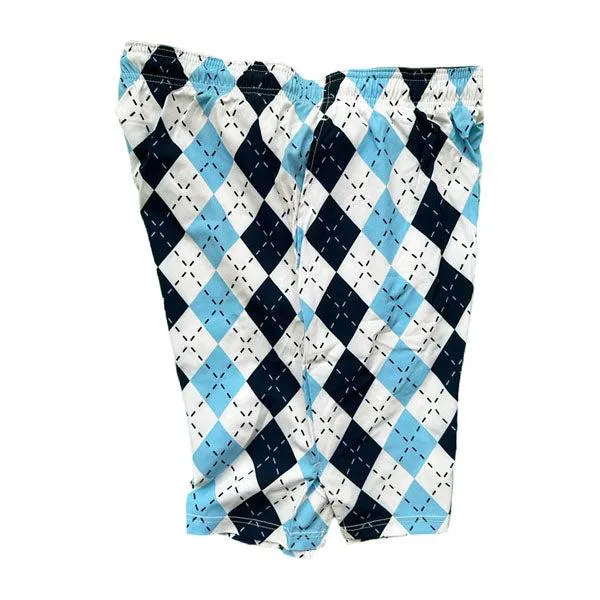 Mens Tennis Blue & White Argyle 9 Short