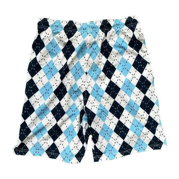 Mens Tennis Blue & White Argyle 9 Short