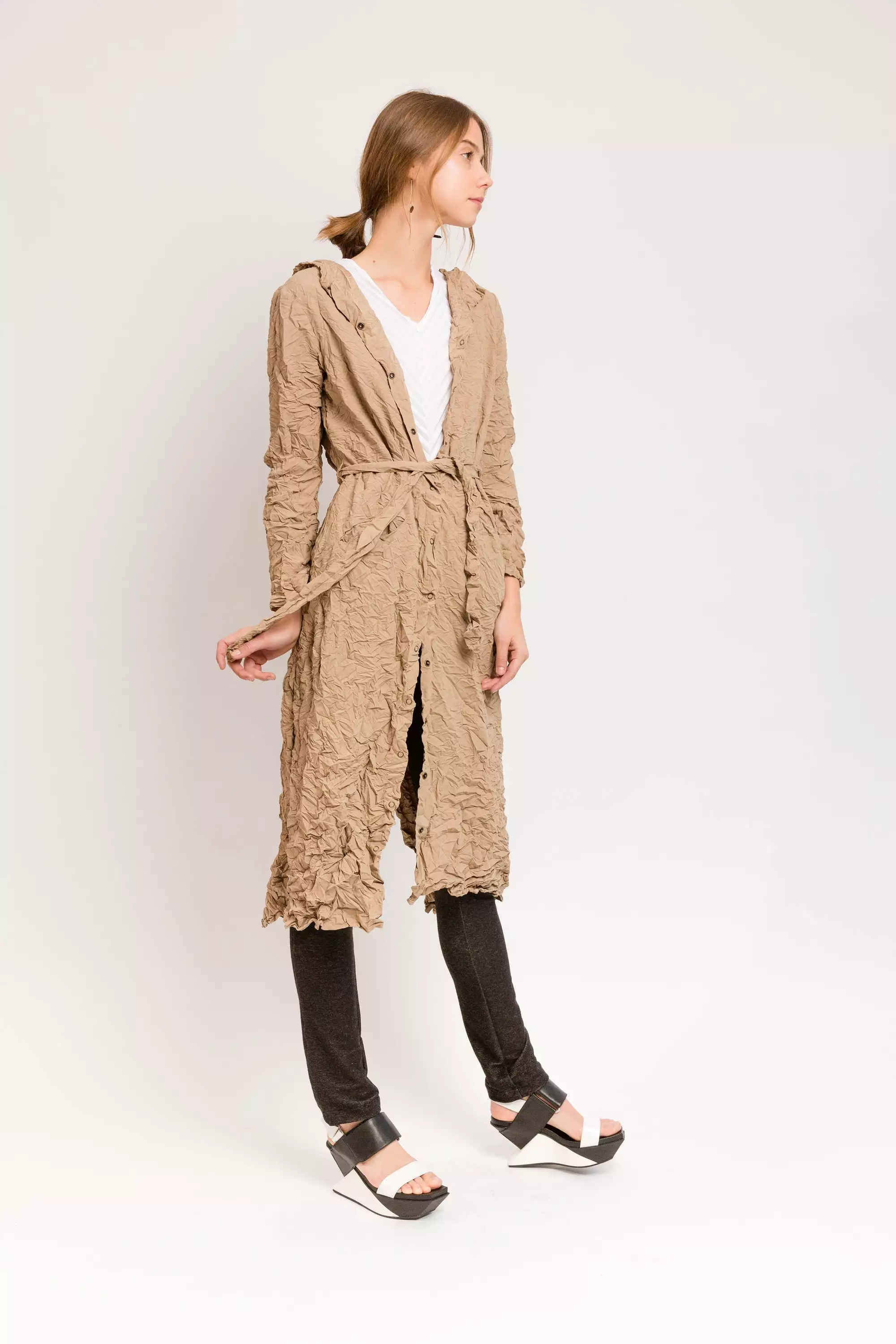 Moth Hooded Trench Coat | Khaki