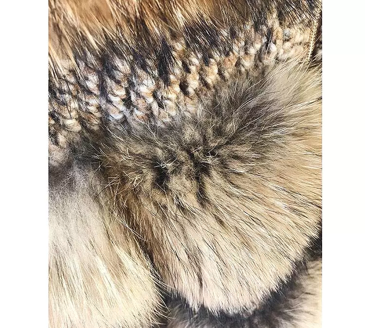 Multi Color Raccoon Fur Tweed Coat