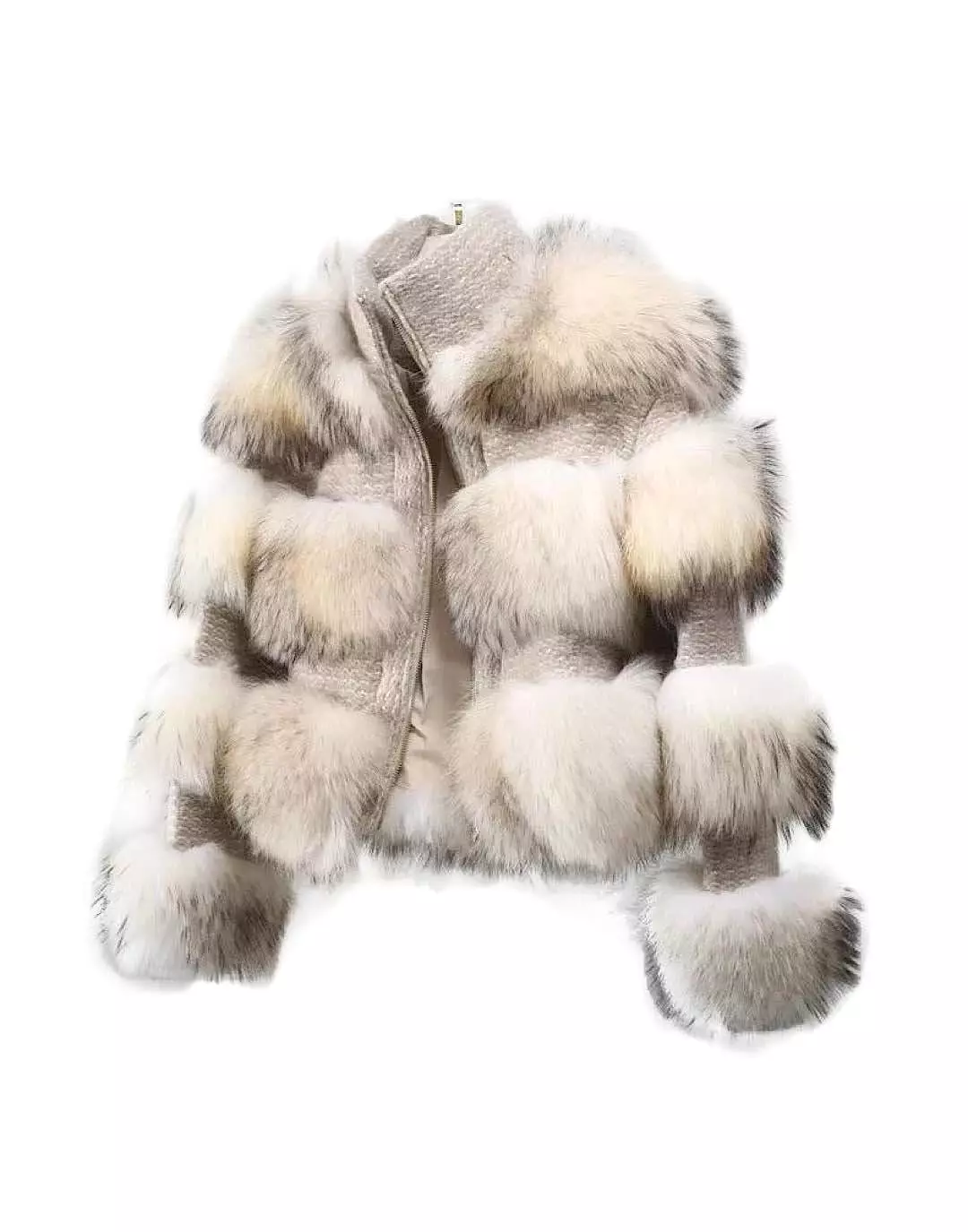 Multi Color Raccoon Fur Tweed Coat