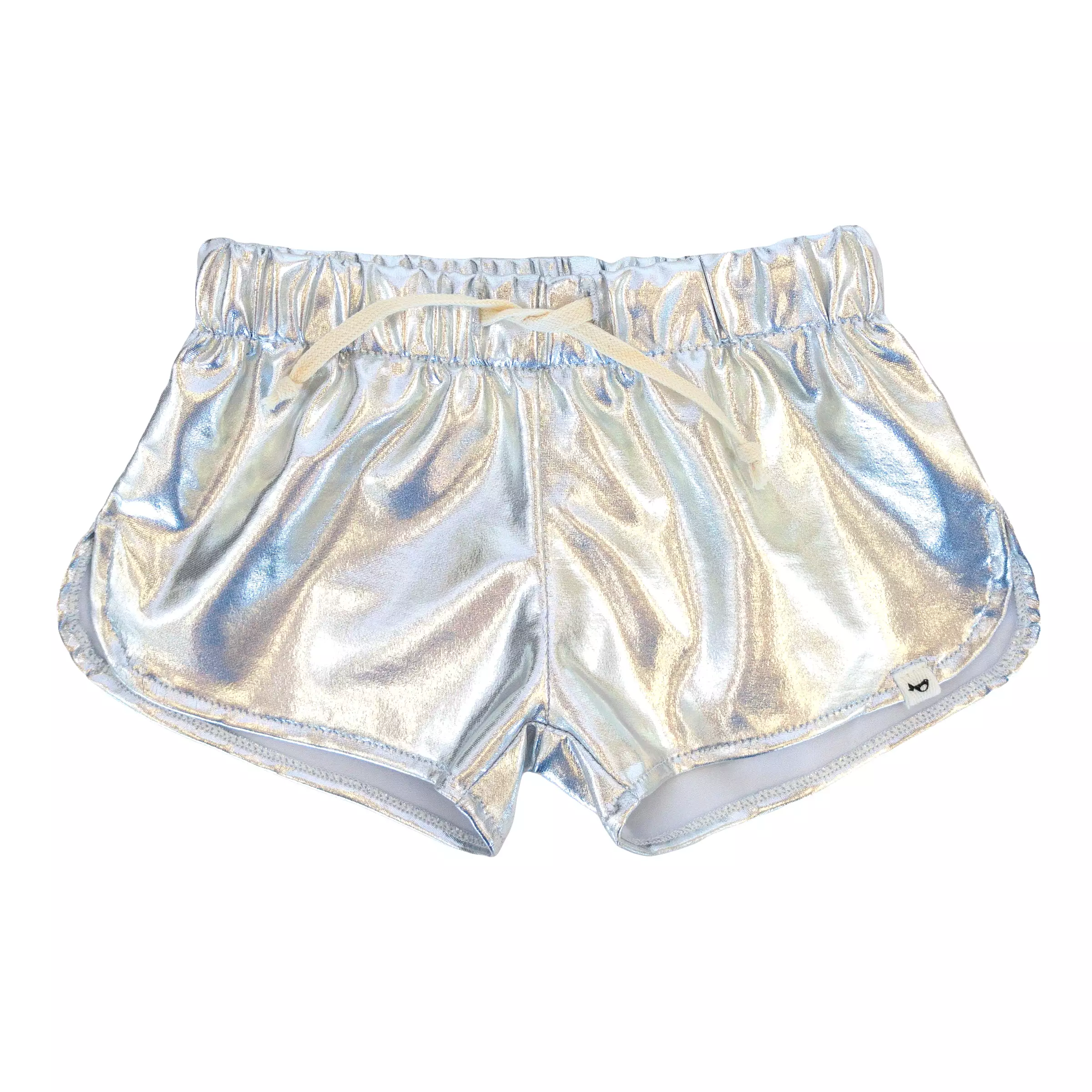 oh baby! Drawstring Shorter Metallic Track Shorts - Silver