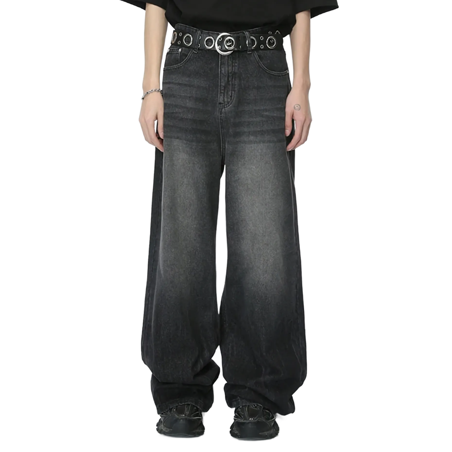 'Onyx' Wide Leg Black Denim Jeans