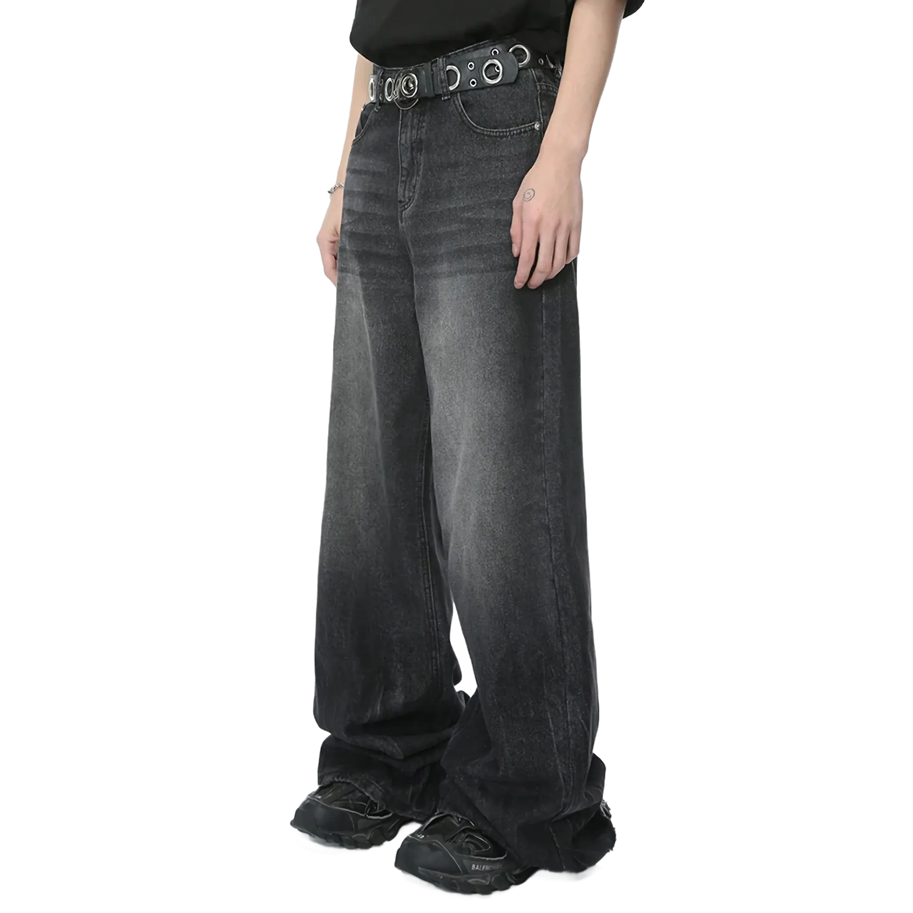 'Onyx' Wide Leg Black Denim Jeans