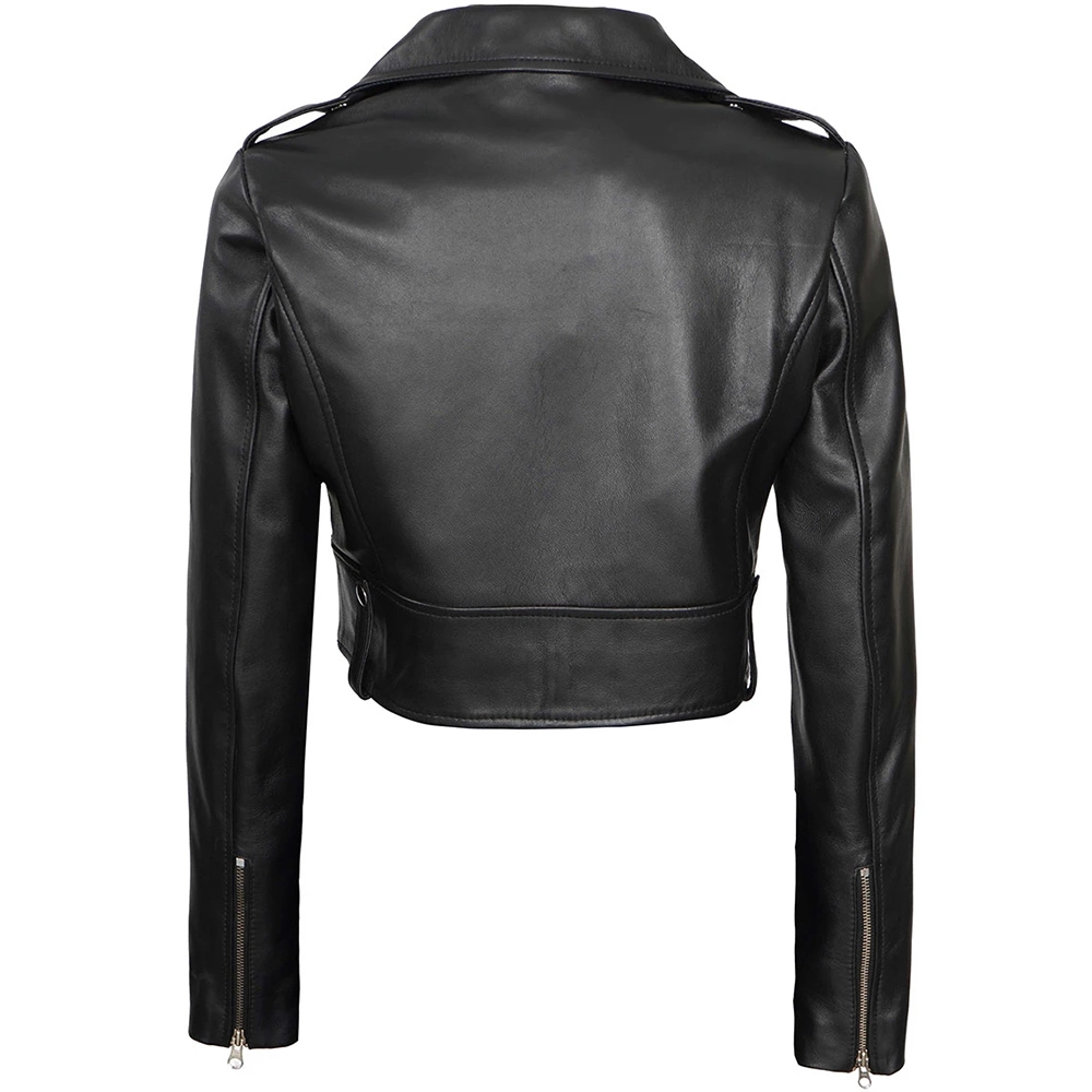 Petite Cropped Leather Jacket | Women Black Leather Jacket