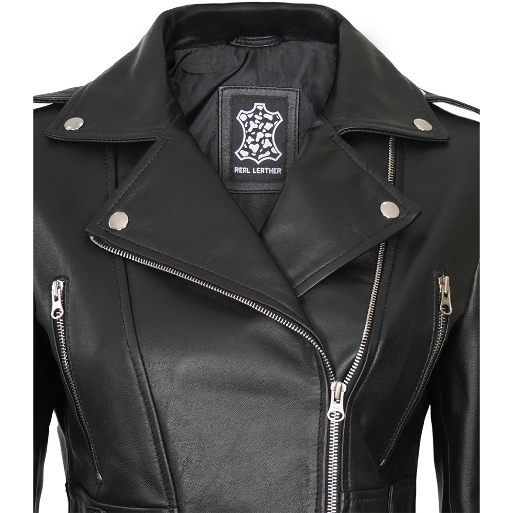 Petite Cropped Leather Jacket | Women Black Leather Jacket