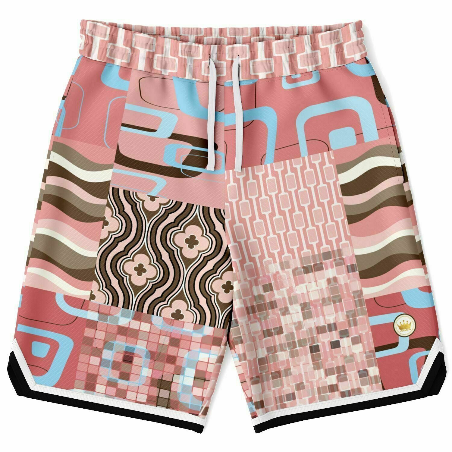 Pink Geo Patchwork Basketball Shorts