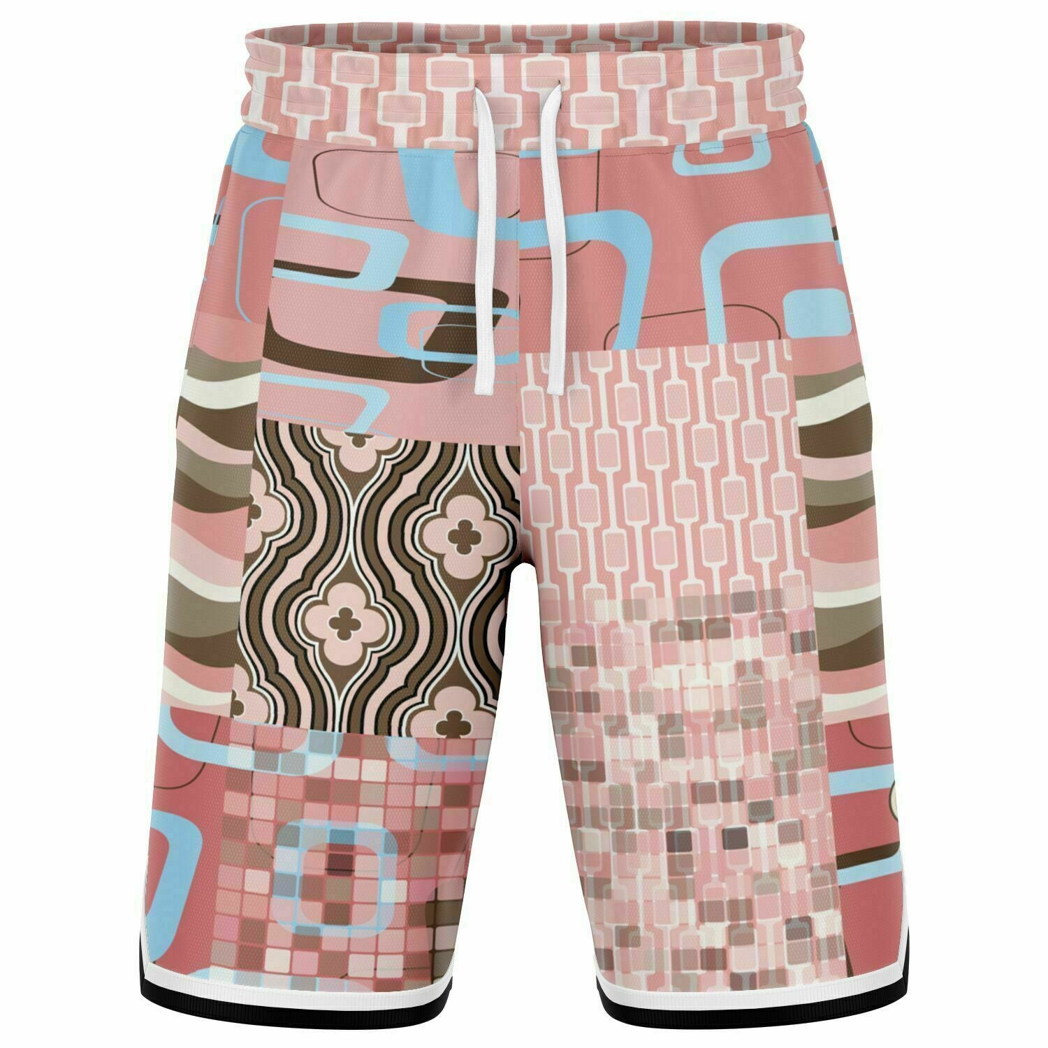 Pink Geo Patchwork Basketball Shorts