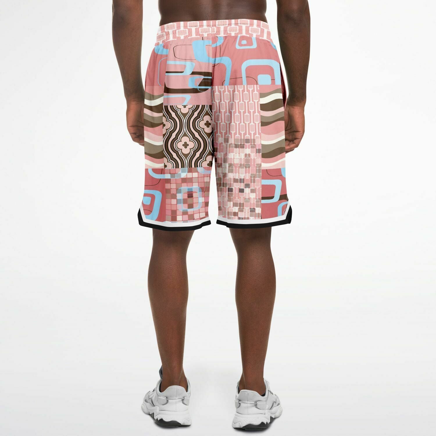 Pink Geo Patchwork Basketball Shorts