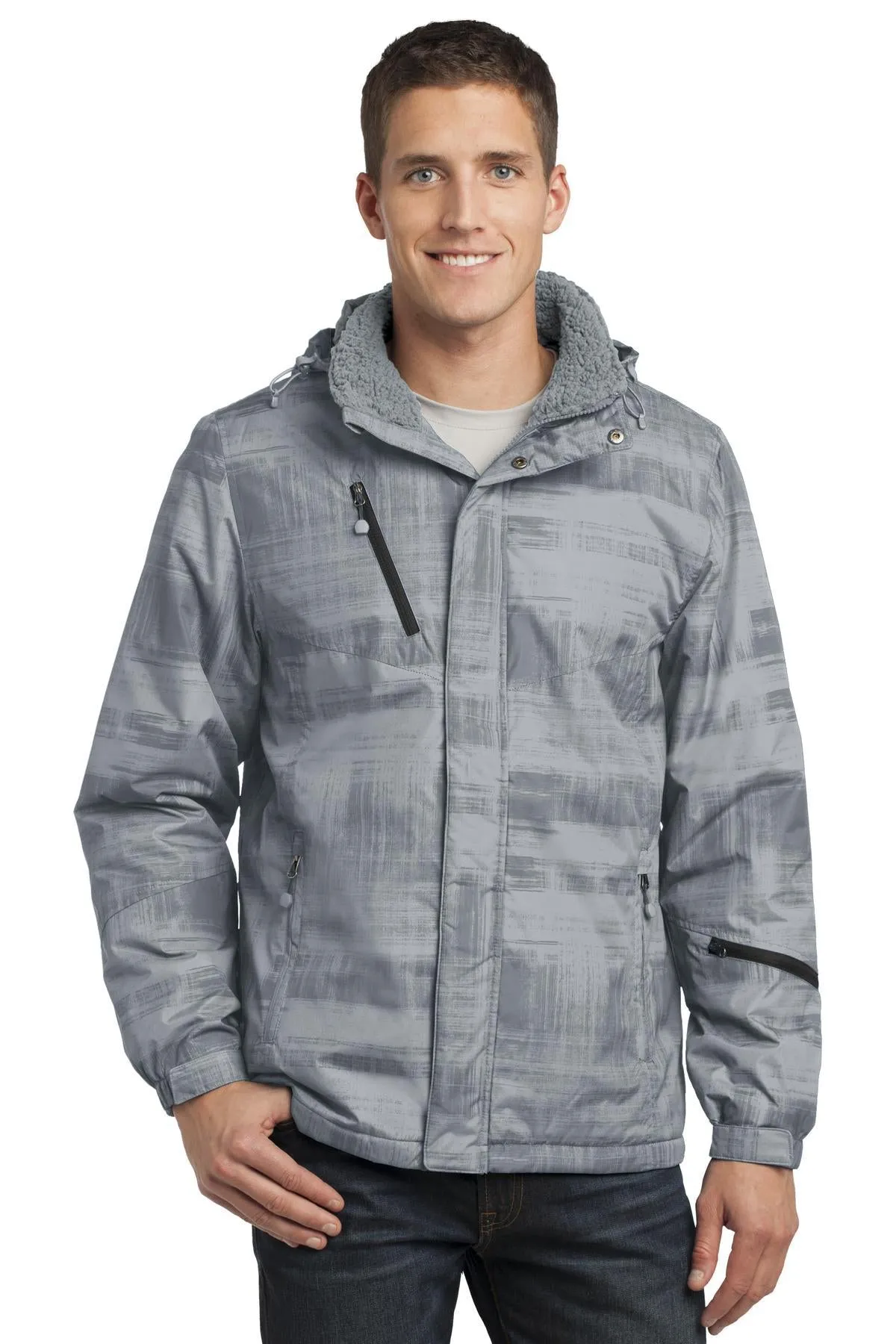 Port Authority Brushstroke Print Insulated Jacket J320 Grey