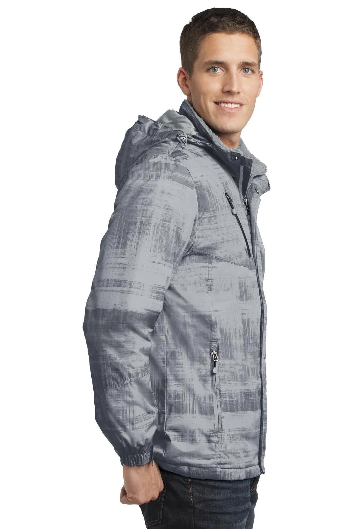 Port Authority Brushstroke Print Insulated Jacket J320 Grey