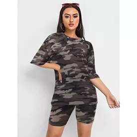 Print Camouflage Two Piece Set