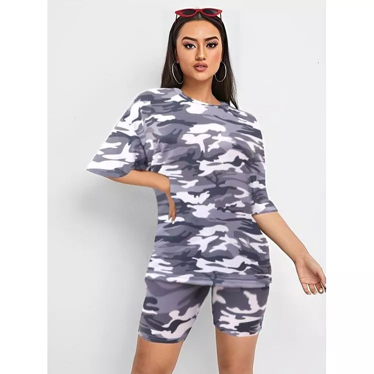 Print Camouflage Two Piece Set