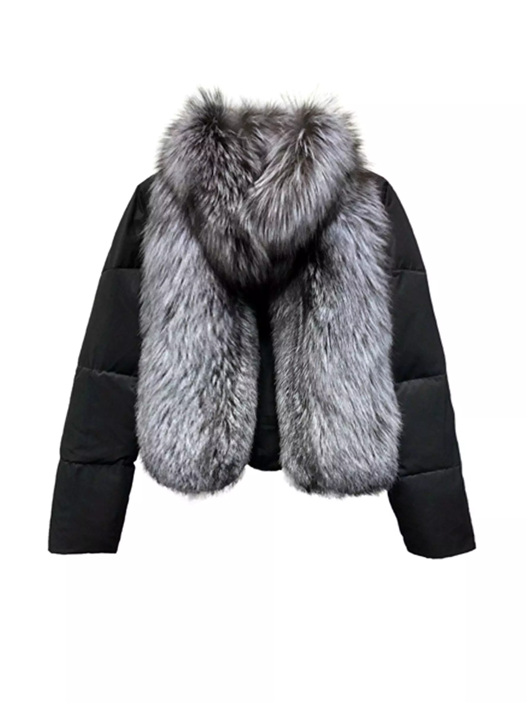 Puffer Coat With Fox Fur Collar