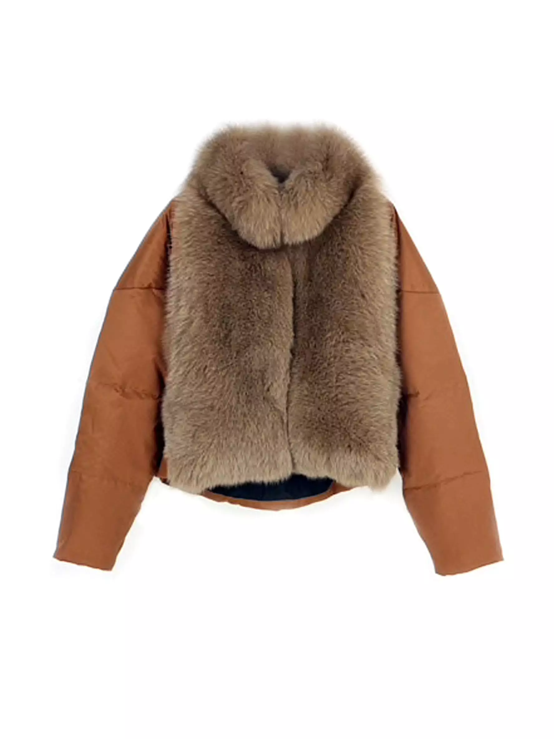 Puffer Coat With Fox Fur Collar