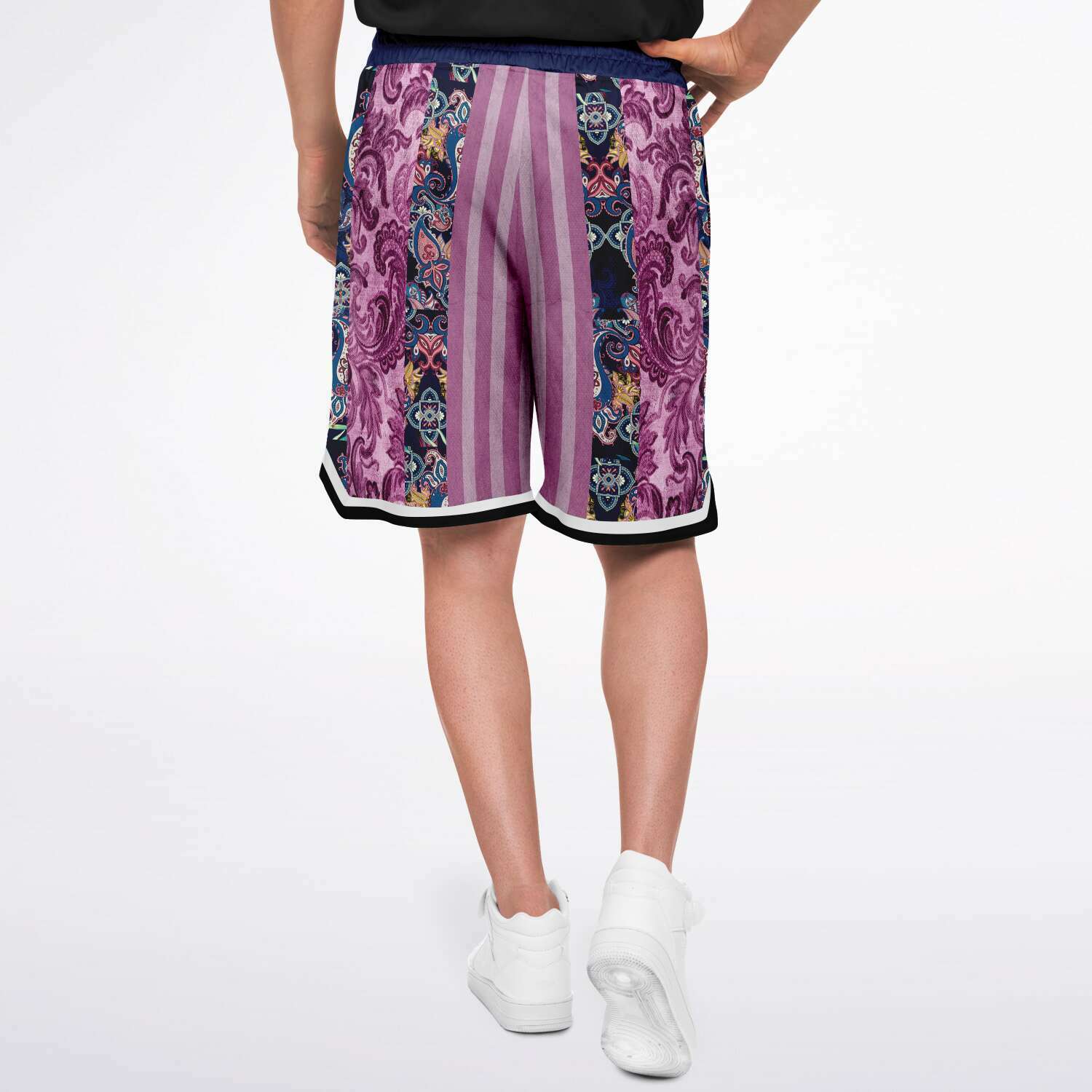 Purple Jamboree Striped Basketball Shorts