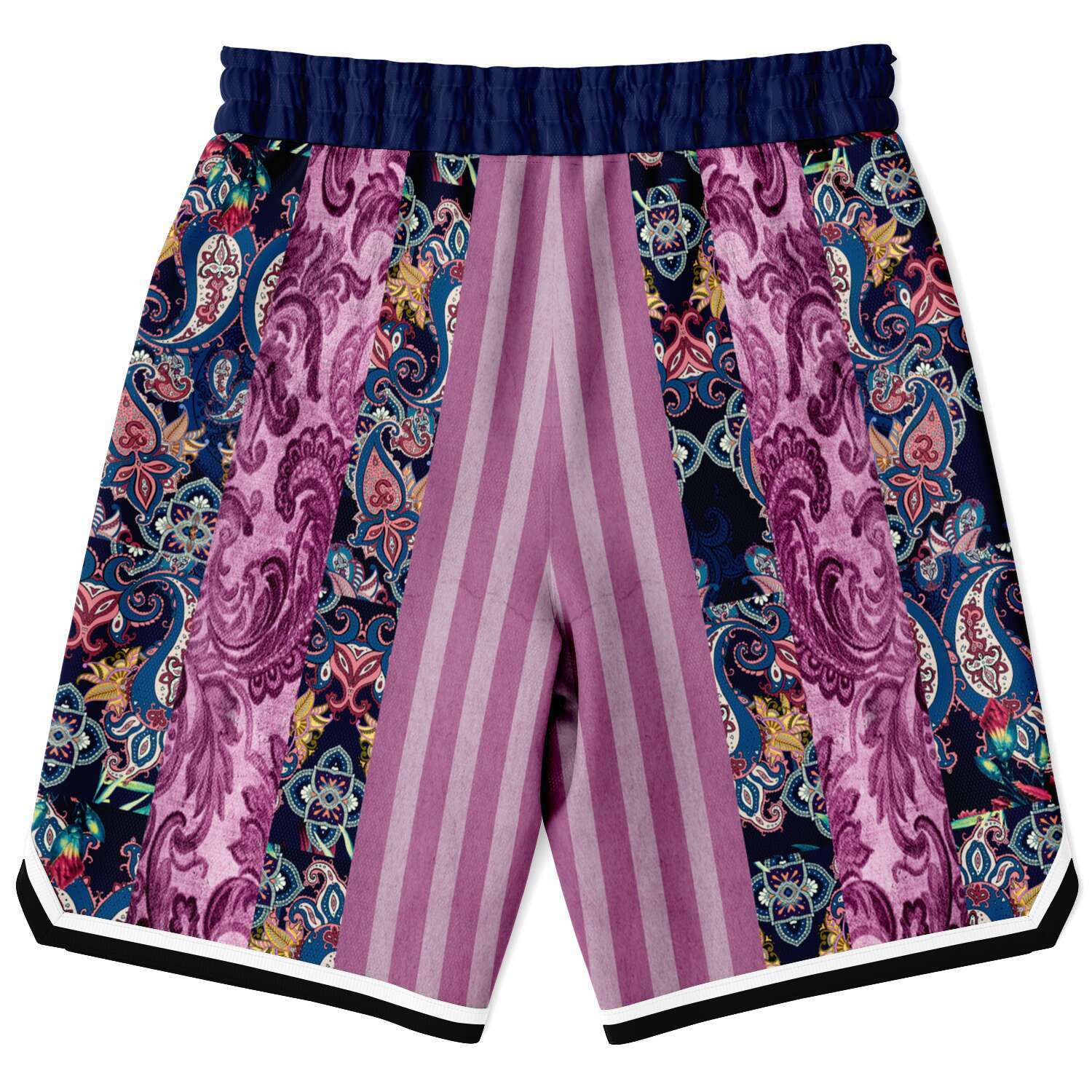 Purple Jamboree Striped Basketball Shorts