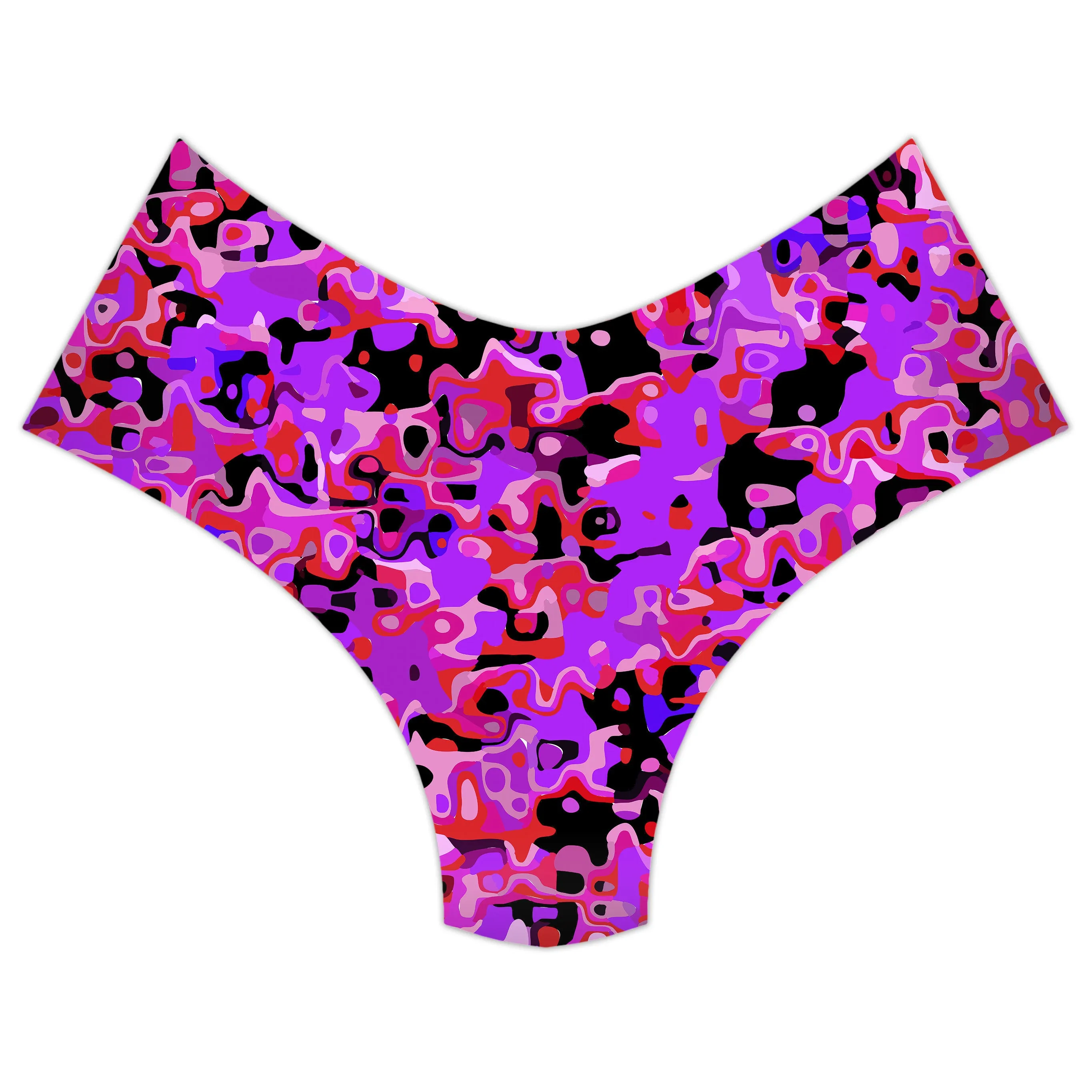 Purple Red and Black Rave Camo Melt Booty Shorts