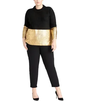 Rachel Roy Womens Gwen Foil Pullover Sweater