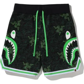 RAZER X A BATHING APE NEON CAMO BASKETBALL SWEAT SHORTS MENS