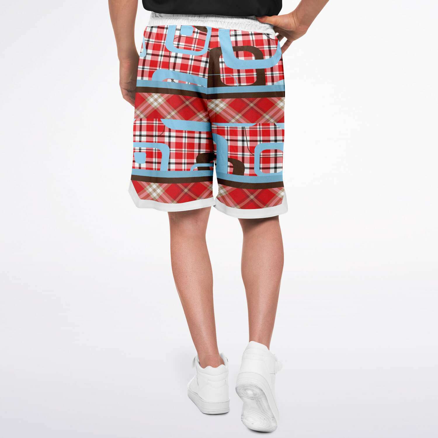 Red Pacific Palisades Plaid Basketball Shorts