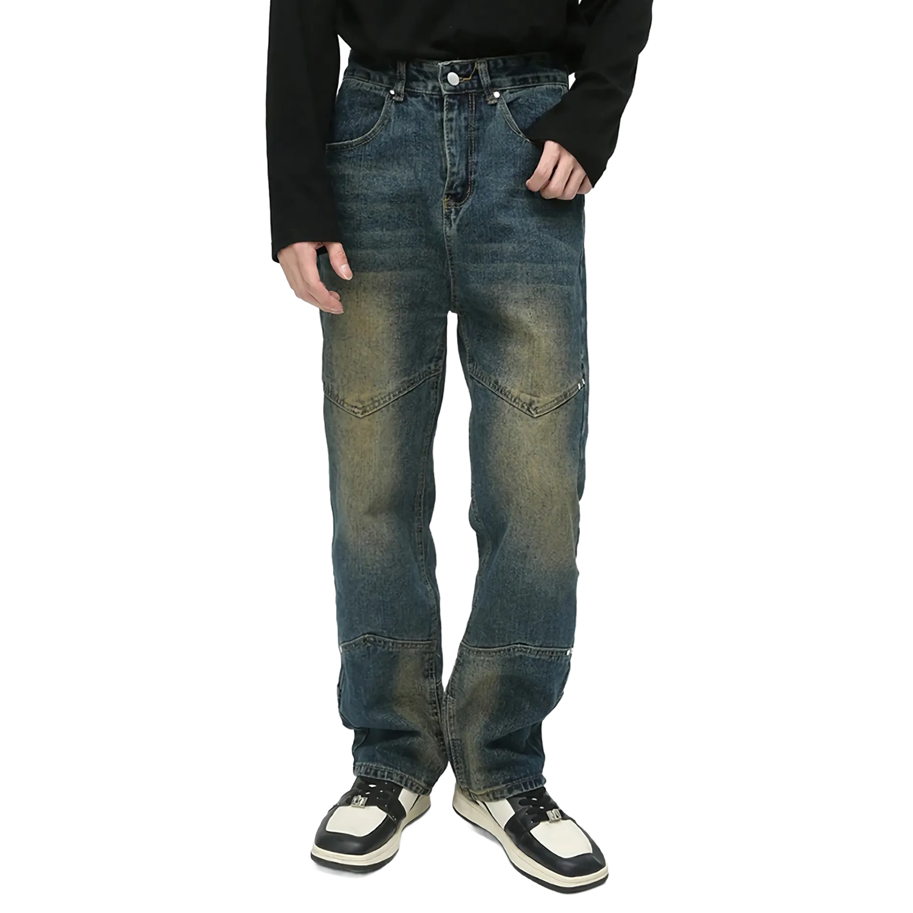 'Rhapsody' Patch-Panel Faded Denim Jeans