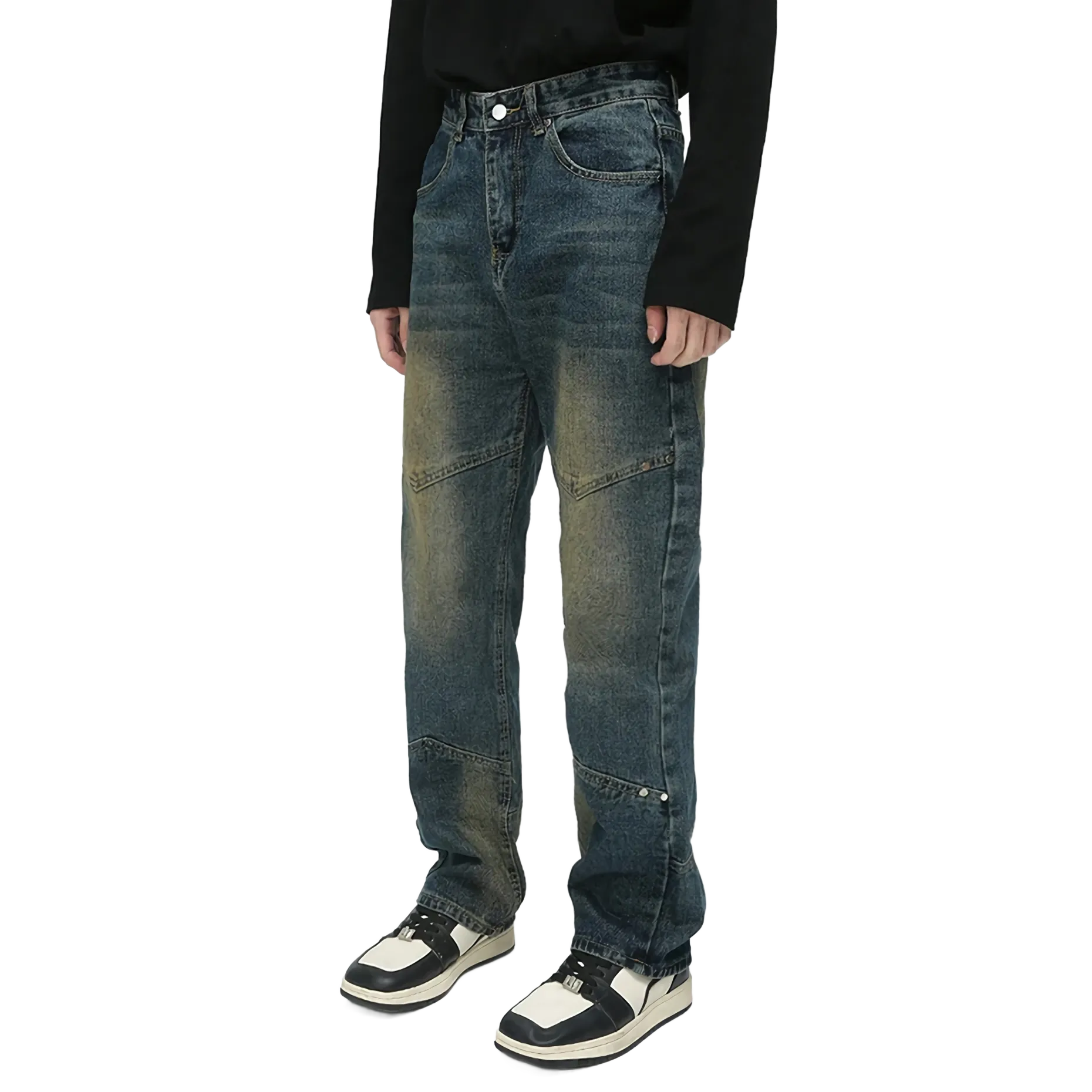 'Rhapsody' Patch-Panel Faded Denim Jeans