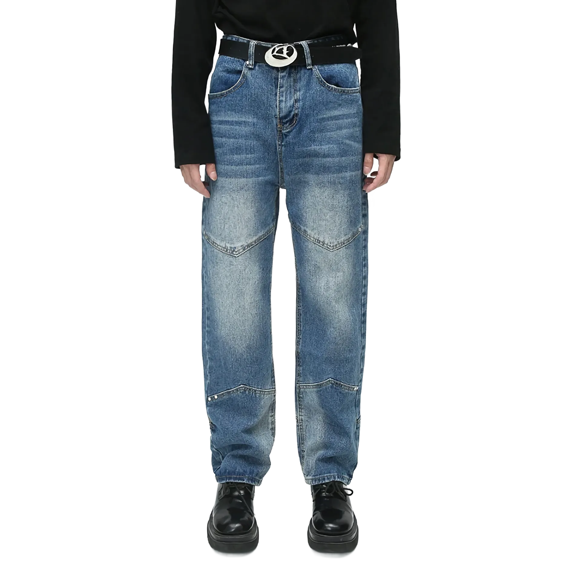 'Rhapsody' Patch-Panel Faded Denim Jeans