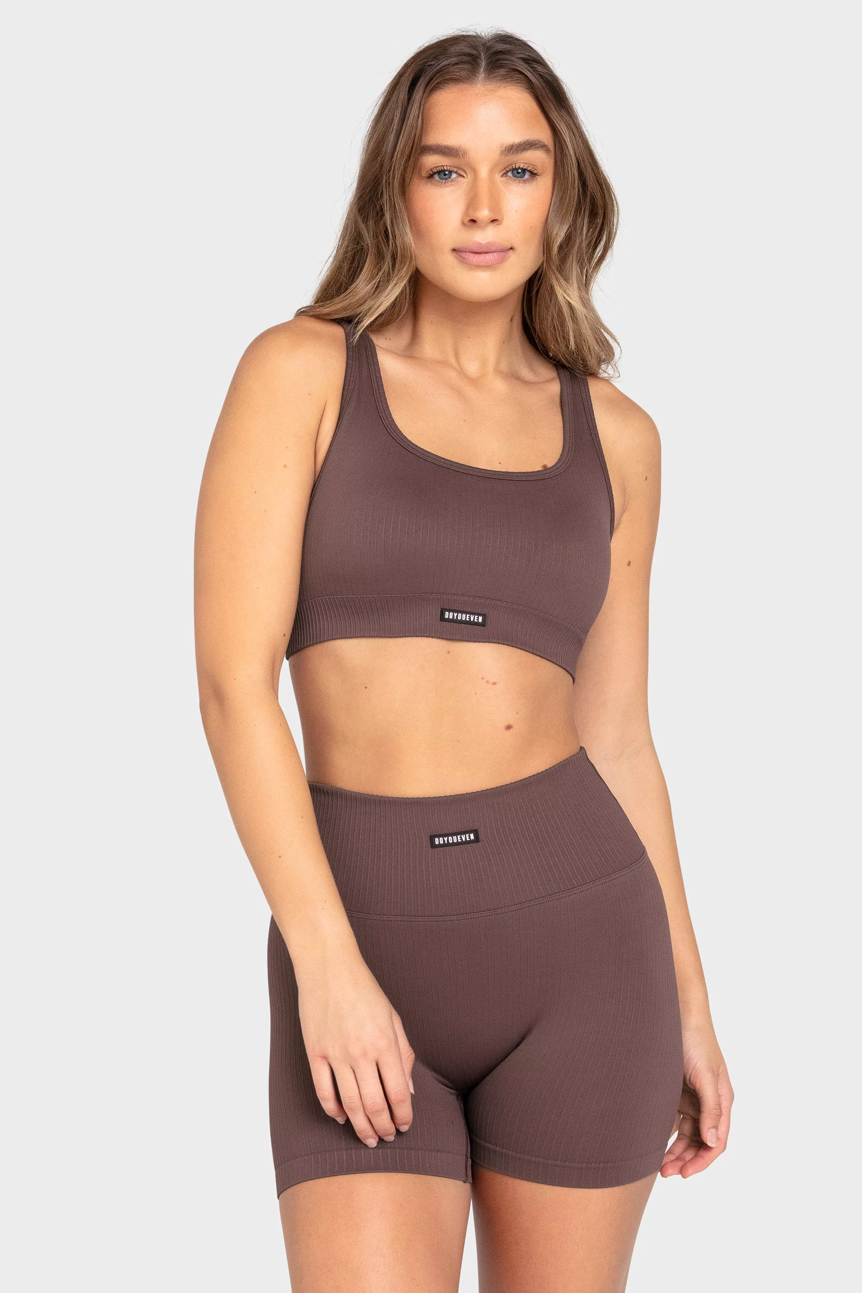 Ribbed Seamless Shorts - Espresso Brown