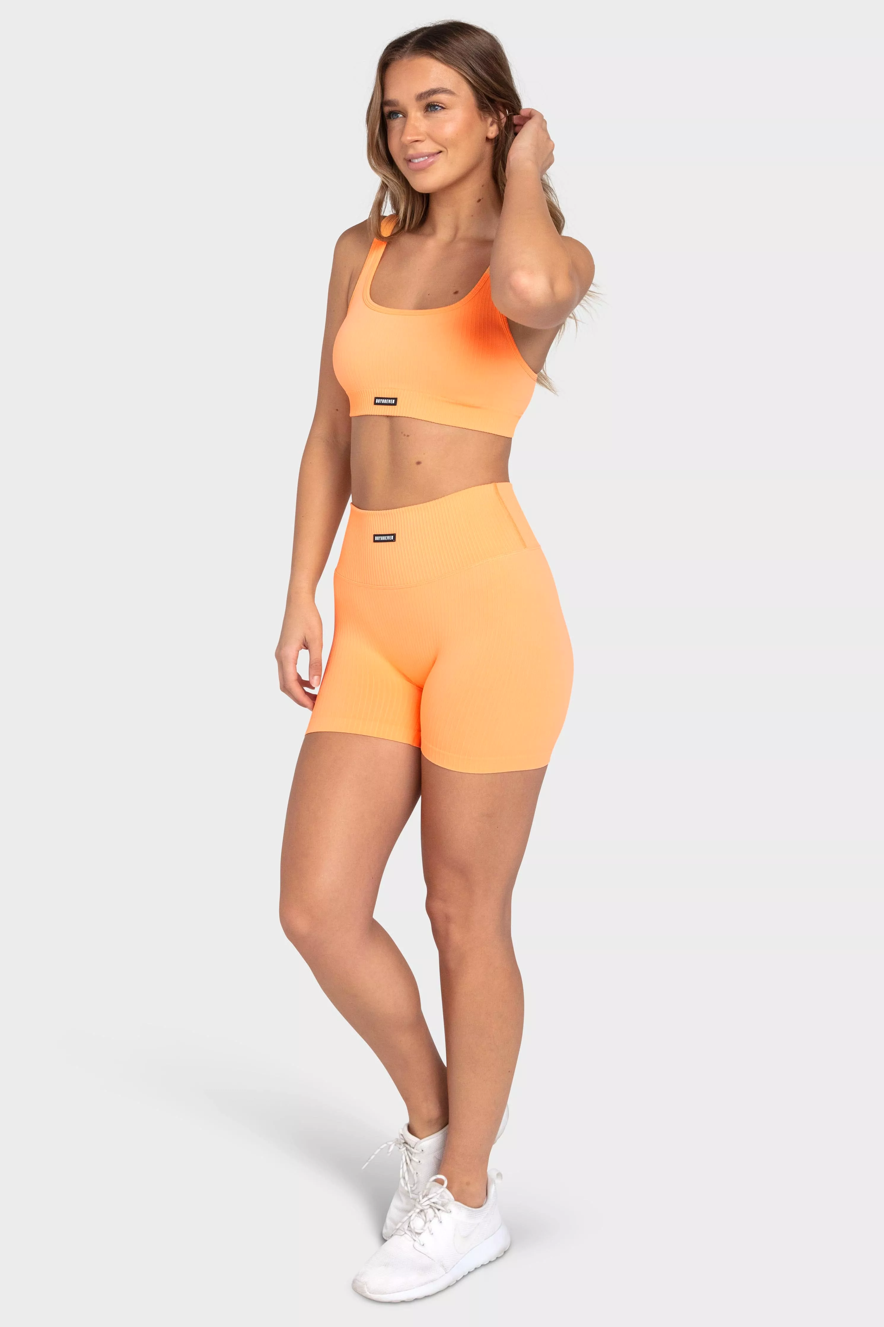 Ribbed Seamless Shorts - Mango Orange