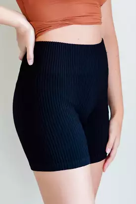 Riley Ribbed Seamless High-Waisted Shorts