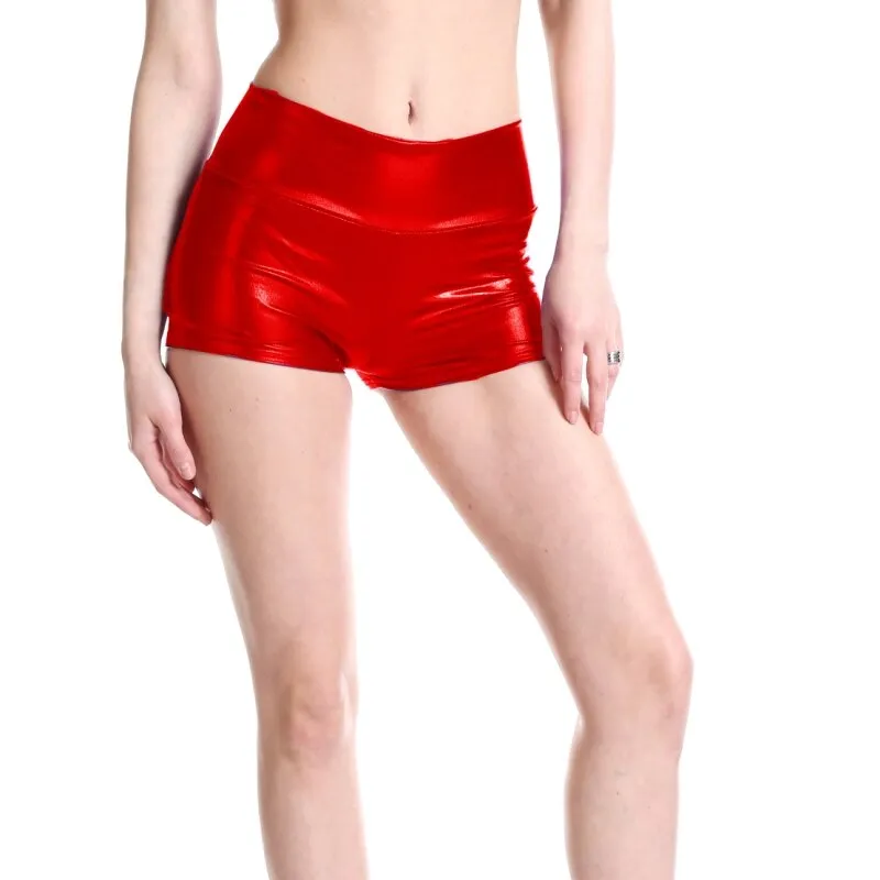 Shiny Club Hot Pants Mini Shorts Metallic Booty Shorts Liquid Wet Look Dance Bottoms Dancing Raves Festivals Costumes