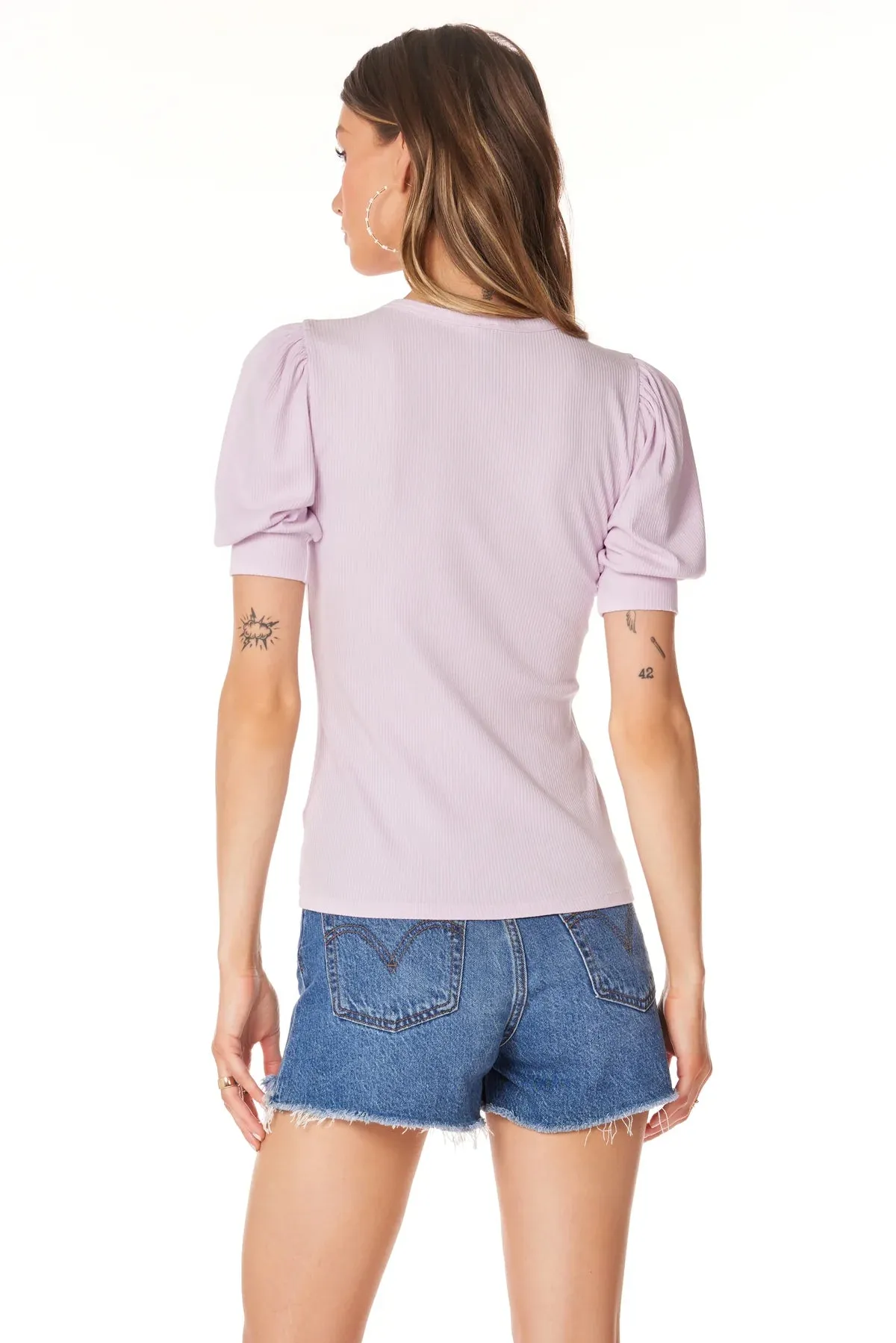 SHIRRED SLEEVE TEE