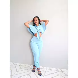 Short Sleeve Top and High Waisted Pant Set