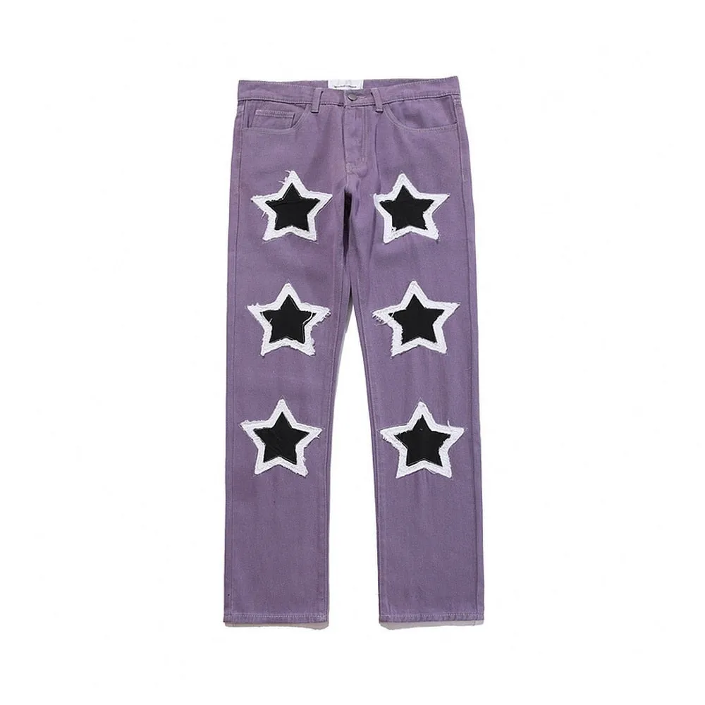 Star Patched Custom Denim Jeans