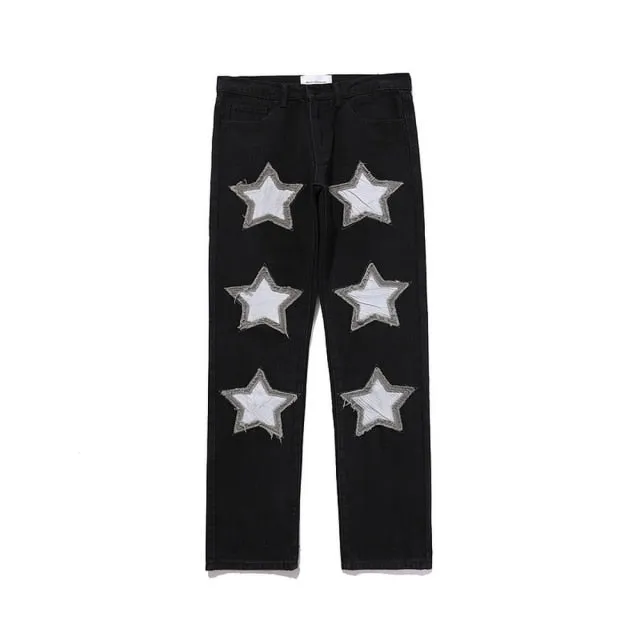 Star Patched Custom Denim Jeans