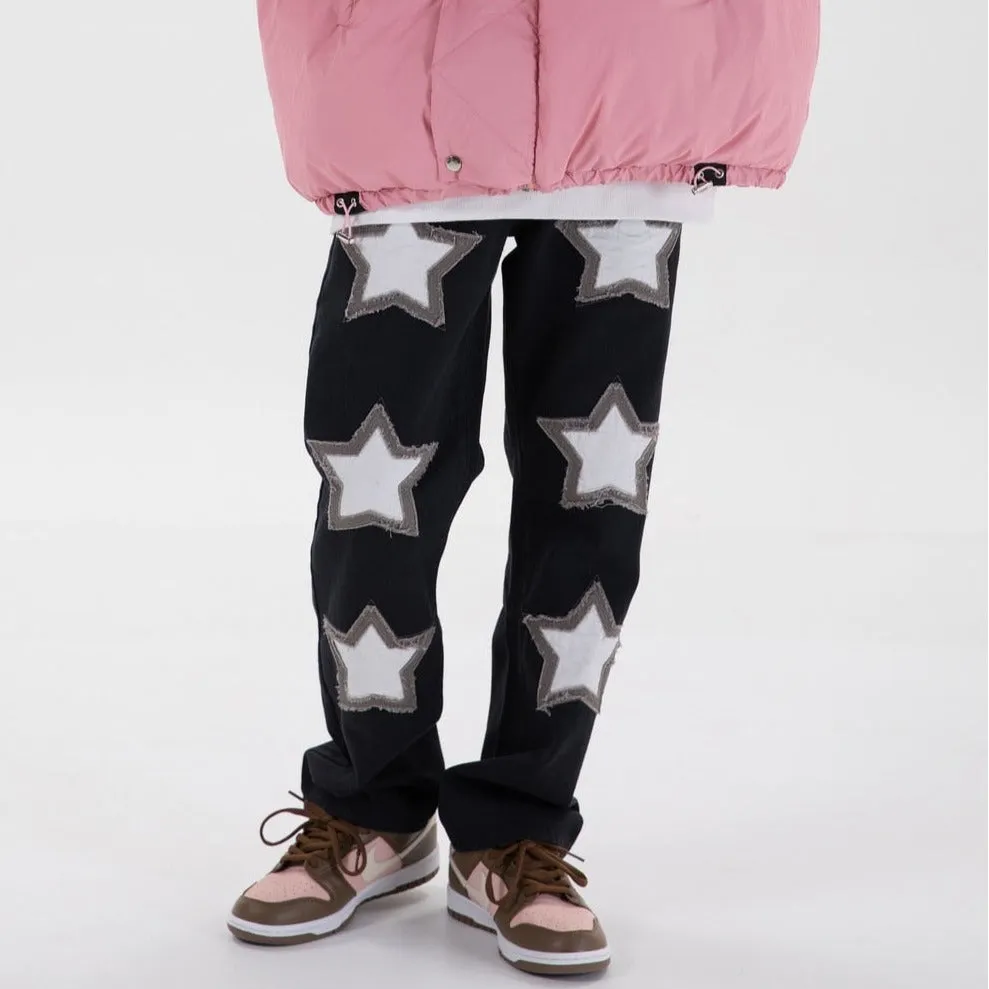 Star Patched Custom Denim Jeans