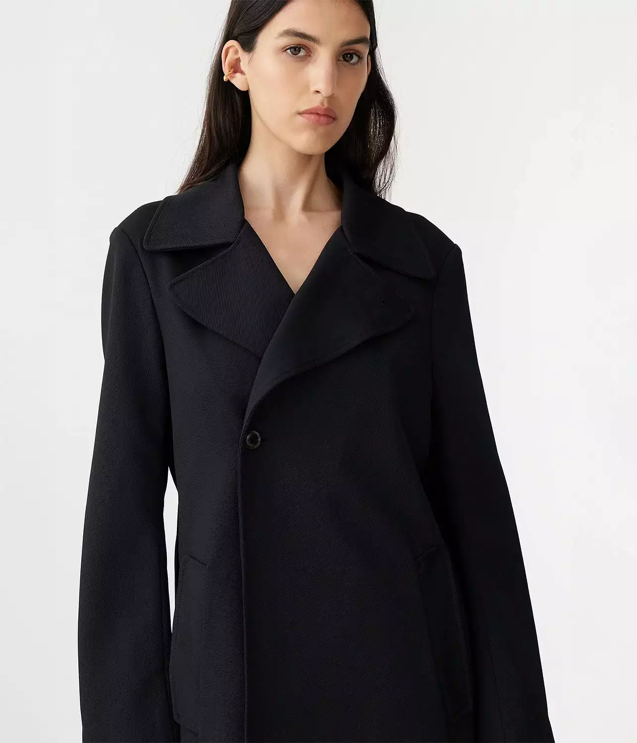 STRETCH TWILL TRENCH COAT- BLACK