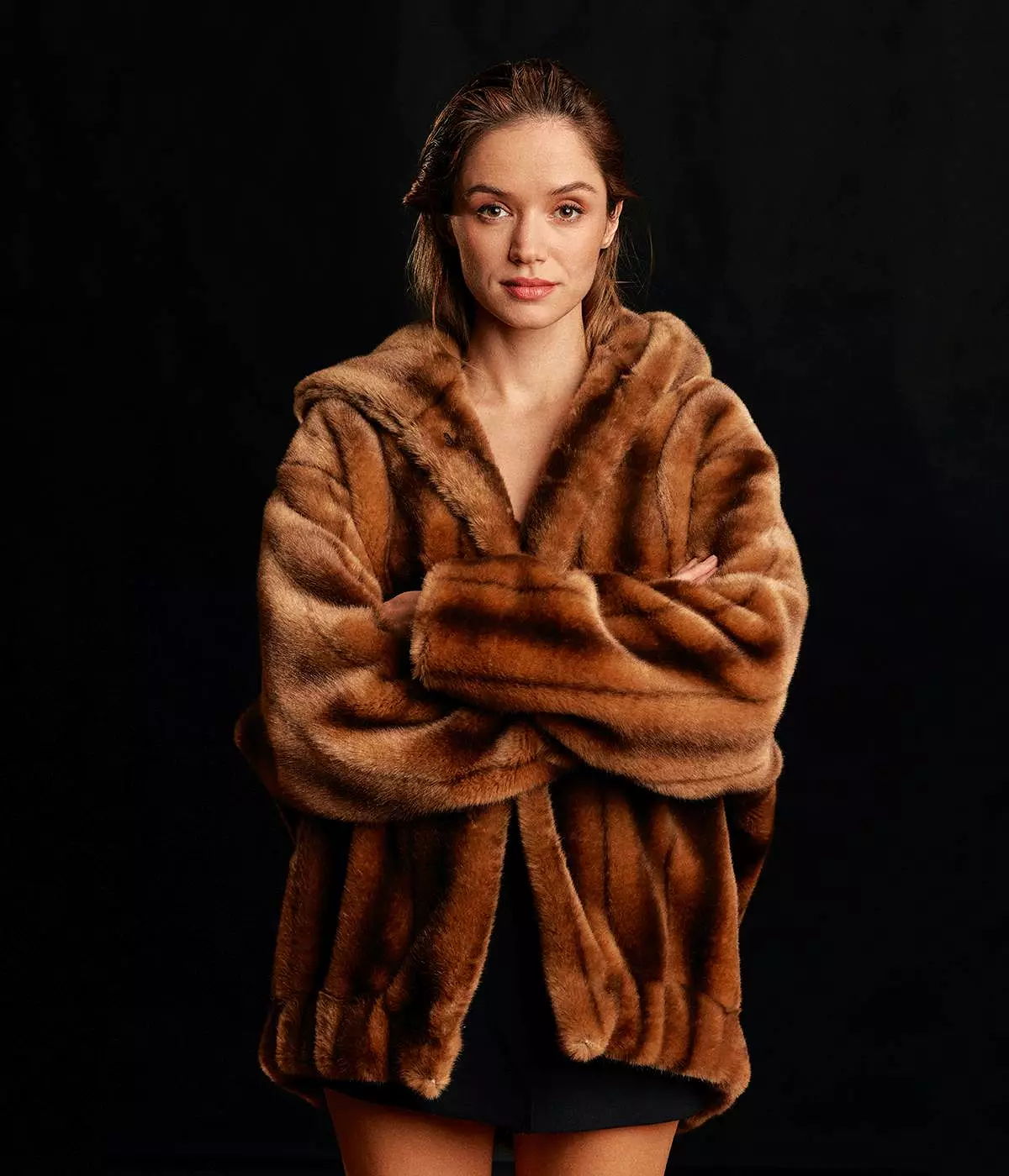 Tabatha Vegan Fur Short Hooded Coat | Mink